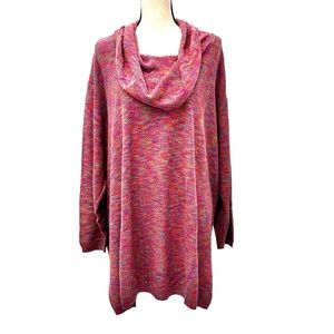STEPHANIE SCHUSTER FOR PRINCESS KNITWEAR MULTICOLOR COWL NECK LOOSE FIT SWEATER